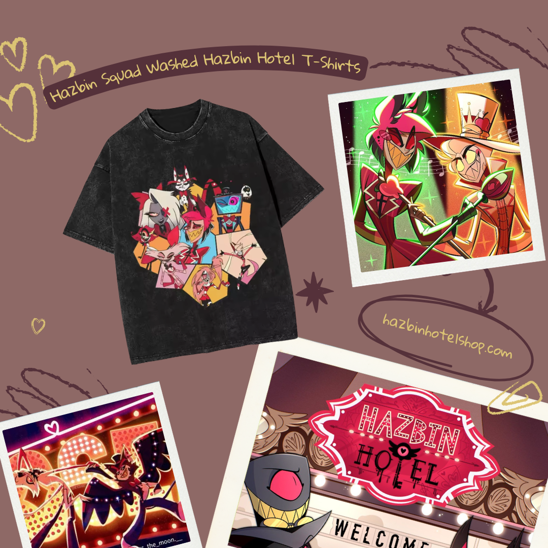 Hazbin Squad PTTT0505 Washed  Hazbin Hotel T-Shirts